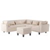 [New]87" Modern Sectional Sofa with coffee table,6-Seat Couch Set with Storage Ottoman,Various Combinations,L-Shape Indoor Furniture with Unique Armre