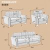 Modern Living Room Sofa Set Linen Upholstered Couch Furniture for Home or Office ,Light Grey,(1+2 Seat,Old Sku:SG000365AAA)