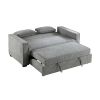 Modern Home Furniture Solid Wood Frame Sofa with Pull-Out Bed Gray Fabric Upholstered 2x Pillows Click-Clack Mechanism Back Living Rom Furniture