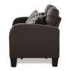 Chocolate Brown Contemporary Sofa 1pc Tufted Detail Textured Fabric Upholstered 2 Pillows Solid Wood Living Room Furniture