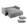 Modern Home Furniture Solid Wood Frame Sofa with Pull-Out Bed Gray Fabric Upholstered 2x Pillows Click-Clack Mechanism Back Living Rom Furniture