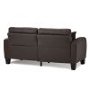 Chocolate Brown Contemporary Sofa 1pc Tufted Detail Textured Fabric Upholstered 2 Pillows Solid Wood Living Room Furniture