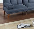 Navy Polyfiber 1pc Adjustable Sofa Living Room Furniture Solid wood Legs Plush Couch