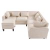 [New]87" Modern Sectional Sofa with coffee table,6-Seat Couch Set with Storage Ottoman,Various Combinations,L-Shape Indoor Furniture with Unique Armre