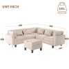 [New]87" Modern Sectional Sofa with coffee table,6-Seat Couch Set with Storage Ottoman,Various Combinations,L-Shape Indoor Furniture with Unique Armre