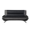 Modern Living Room Furniture 1pc Sofa Black and Gray PU Upholstered Chrome Finish Metal Legs Solid Wood Frame Cushon Seat