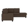 Modern Living Room 3-Piece Sectional Reversible Sofa Chaise Storage Ottoman Tufted Detail Brown Microfiber Upholstered Drop-Down Cup-holder Solid Wood