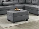 Modern Living Room 3-Piece Sectional Reversible Sofa Chaise Storage Ottoman Tufted Detail Dark Gray Microfiber Upholstered Drop-Down Cup-holder Solid