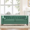 Mid-Century Velvet Sofa, Love Seats Sofa Furniture with Bolster Pillows, Button Tufted Couch for Living Room, Tool-Free Assembly, Green