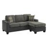 Modern Contemporary Reversible Sofa Chaise Solid Wood Gray Living Room Furniture Decorative Pillows 2pc Sectional