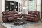 Double Reclining Sofa Brown Leather Luxurious Comfort Style Living Room Furniture 1pc