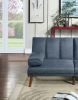 Navy Polyfiber 1pc Adjustable Sofa Living Room Furniture Solid wood Legs Plush Couch