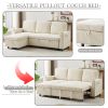 FX78.7" Comfortable Corduroy L-Shaped Combo Sofa Bed, Living Room Furniture Set for Tight Spaces, Reversible Sleeper Combo Sofa with Pullout Bed, Reve