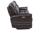 Luxury Power Reclining Sofa Recliner in Dark Brown Top-Grain Leather - Ultimate Comfort with Power Leg Rest and Articulating Headrest - Elegant and Re