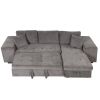 104" Modern L-Shape 3 Seat Reversible Sectional Couch, Pull Out Sleeper Sofa with Storage Chaise and 2 Stools for Living Room Furniture Set,Knox Charc