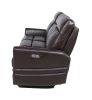 Luxury Power Reclining Sofa Recliner in Dark Brown Top-Grain Leather - Ultimate Comfort with Power Leg Rest and Articulating Headrest - Elegant and Re