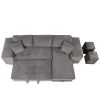 104" Modern L-Shape 3 Seat Reversible Sectional Couch, Pull Out Sleeper Sofa with Storage Chaise and 2 Stools for Living Room Furniture Set,Knox Charc