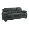 Comfortable Plush Seating Sofa 1pc Dark Gray Textured Fabric Channel Tufting Solid Wood Frame Modern Living Room Furniture