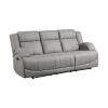 Attractive Gray Color Microfiber Upholstered 1pc Double Reclining Sofa Transitional Living Room Furniture