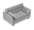 Modern Velvet Loveseat Futon Sofa Couch Pullout Bed, Small Love Seat Lounge Sofa w/Reclining Backrest, Toss Pillows, Pockets, Furniture for Living Roo