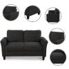 Living Room Furniture Loveseat Sofa and 3-seat sofa (Black)