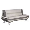 Modern Living Room Furniture 1pc Sofa Beige and Gray PU Upholstered Chrome Finish Metal Legs Solid Wood Frame Cushon Seat