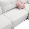 [VIDEO provided] [New] 92*63"Modern Teddy Velvet Sectional Sofa,Charging Ports on Each Side,L-shaped Couch with Storage Ottoman,4 seat Interior Furnit