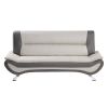 Modern Living Room Furniture 1pc Sofa Beige and Gray PU Upholstered Chrome Finish Metal Legs Solid Wood Frame Cushon Seat