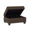 Modern Living Room 3-Piece Sectional Reversible Sofa Chaise Storage Ottoman Tufted Detail Brown Microfiber Upholstered Drop-Down Cup-holder Solid Wood