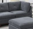 Ash Grey Chenille Fabric Modular Sofa Set 6pc Set Living Room Furniture Couch Sofa Loveseat 4x Corner Wedge 1x Armless Chair and 1x Ottoman Tufted Bac