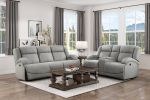 Attractive Gray Color Microfiber Upholstered 1pc Double Reclining Sofa Transitional Living Room Furniture