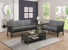 Classic Living Room 1pc Sofa Gray Cushion Seat and Back Solid Rubberwood Furniture Transitional Style