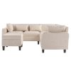 [New]87" Modern Sectional Sofa with coffee table,6-Seat Couch Set with Storage Ottoman,Various Combinations,L-Shape Indoor Furniture with Unique Armre