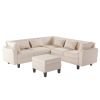 [New]87" Modern Sectional Sofa with coffee table,6-Seat Couch Set with Storage Ottoman,Various Combinations,L-Shape Indoor Furniture with Unique Armre