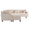 [New]87" Modern Sectional Sofa with coffee table,6-Seat Couch Set with Storage Ottoman,Various Combinations,L-Shape Indoor Furniture with Unique Armre