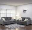 Living Room Furniture 2pc Sofa Set Blue Grey Polyfiber Tufted Sofa Loveseat w Pillows Cushion Couch Solid pine