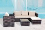 Rattan Patio Furniture Set Wicker Sofa Cushioned Sectional Furniture Set Garden Patio Sofa Set (4 Pieces, Brown)