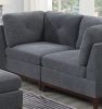 Ash Grey Chenille Fabric Modular Sofa Set 6pc Set Living Room Furniture Couch Sofa Loveseat 4x Corner Wedge 1x Armless Chair and 1x Ottoman Tufted Bac