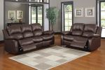 Comfortable Double Reclining Sofa 1pc Brown Color Bonded Leather Match Solid Wood Plywood Frame Living Room Furniture