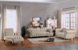 Traditional Style Button-Tufted 1pc Sofa Rolled Arms Brown Tone Fabric Upholstered Classic Look Furniture