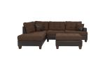 Sectional Sofa Chocolate Polyfiber Cushion Tufted Reversible 3pc Sectional Sofa, Chaise Ottoman Living Room Furniture