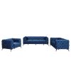 Modern 3-Piece Sofa Sets with Sturdy Metal Legs,Velvet Upholstered Couches Sets Including Three Seat Sofa, Loveseat and Single Chair for Living Room F