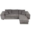 104" Modern L-Shape 3 Seat Reversible Sectional Couch, Pull Out Sleeper Sofa with Storage Chaise and 2 Stools for Living Room Furniture Set,Knox Charc