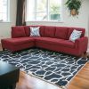 Modern Flannel Sectional Couch with Chaise and Ottoman-Large 3 Piece Sofa Set for Living Room-L-Shaped Left-Facing Sofa Furniture-Wood Frame-Sectional