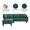 90*88" Terrycloth Modern Sectional Sofa,5-Seat Practical Couch Set with Chaise Lounge,L-Shape minimalist Indoor Furniture with 3 Pillows for Living Ro